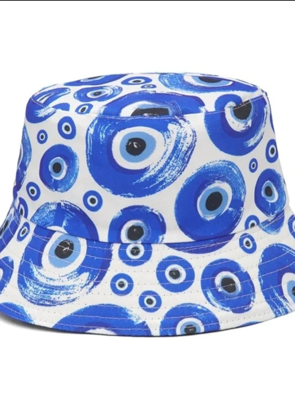 Blue Evil Eye Print Bucket Hat